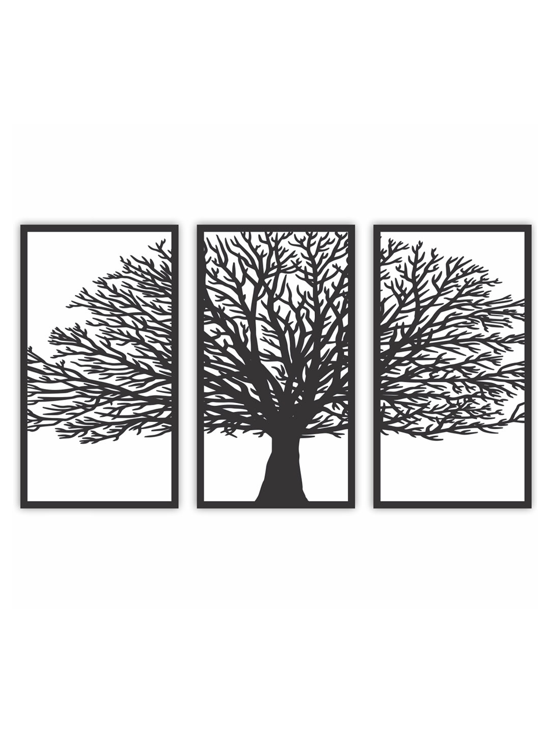 

CVANU Black 3 Pieces Floral and Botanical Wood Paintings Cut out Wall Art