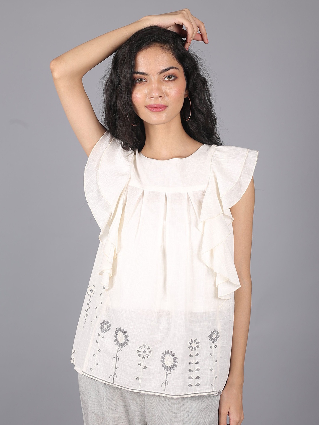 

STIL O STITCH Linen Top, Cream