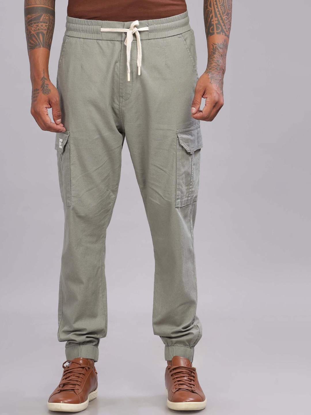 

COLOR HUNT Men Comfort Easy Wash Cargos Trousers, Olive