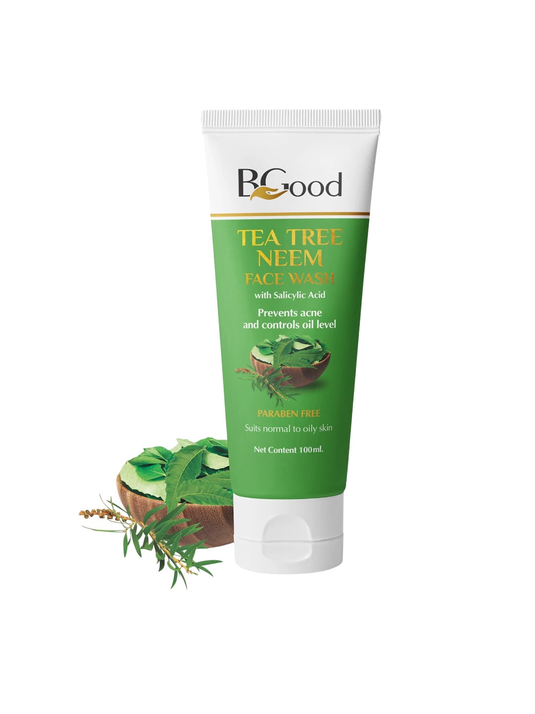 

Bgood Tea Tree & Neem Face Wash With Salicylic Acid - 100 ml, Green