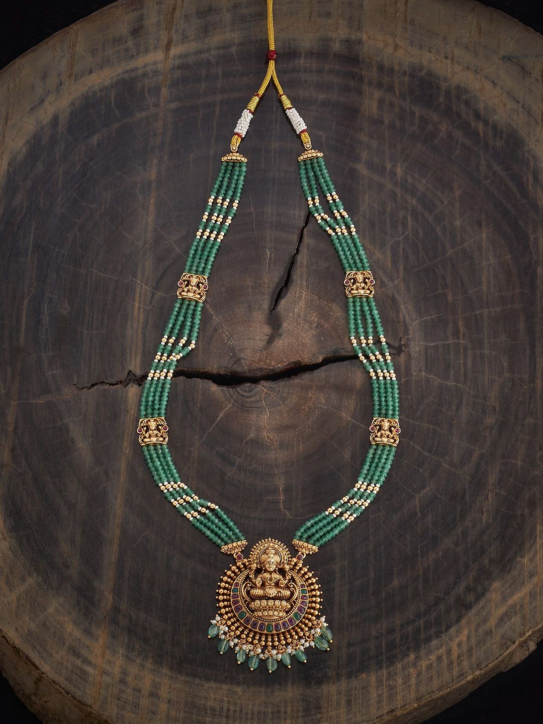 

Kushal's Fashion Jewellery Gold-Plated Ruby Studded Antique Necklace