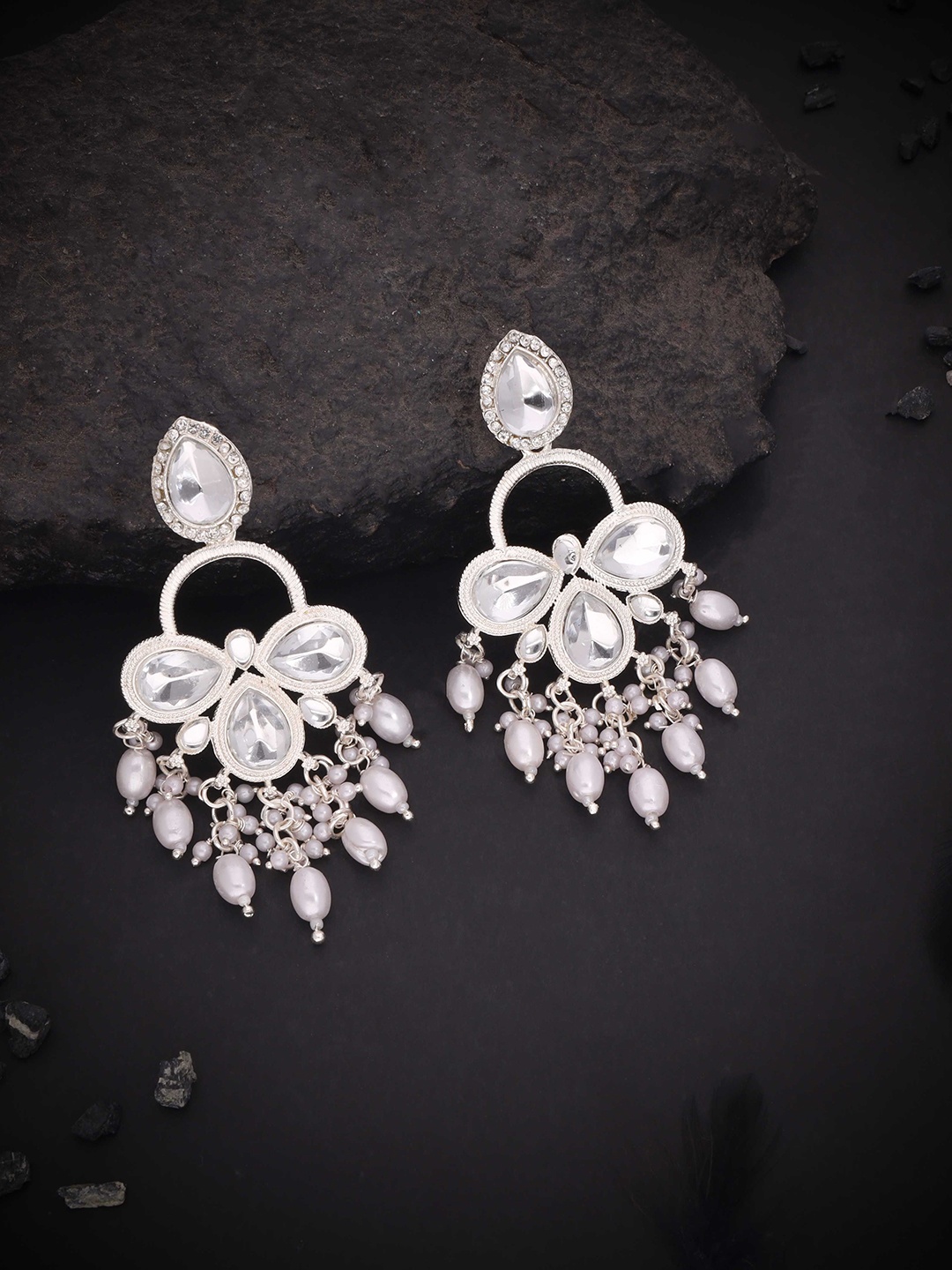 

Anouk Silver-Plated Artificial Beads Contemporary Jhumkas