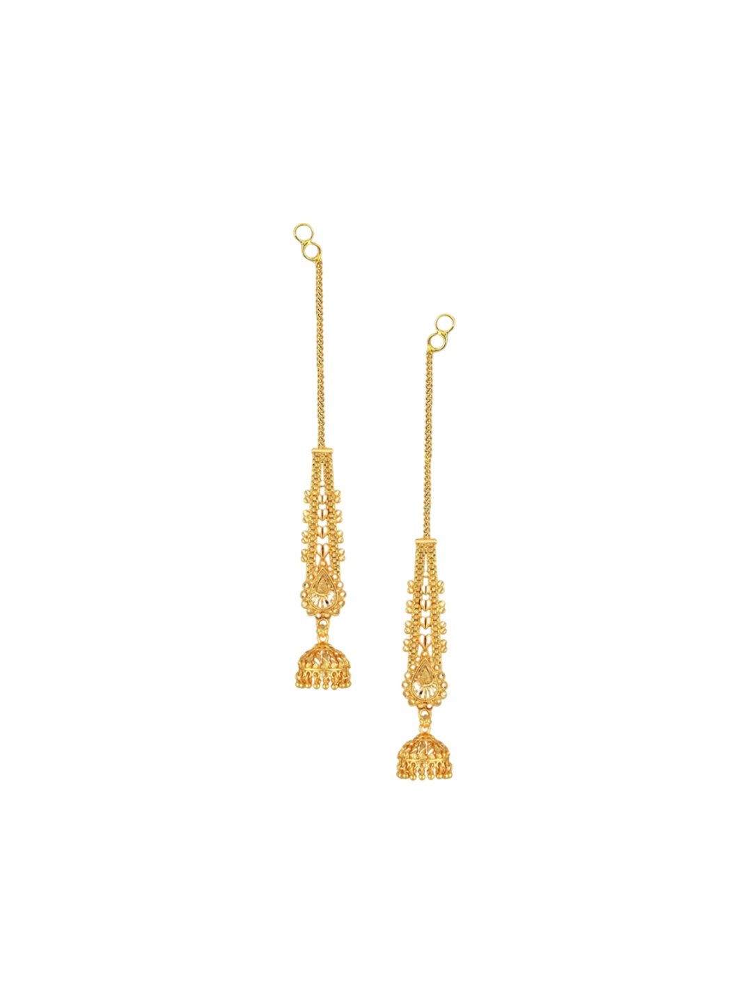 

DIVASTRI Gold Plated Dome Shaped Jhumkas With Chain