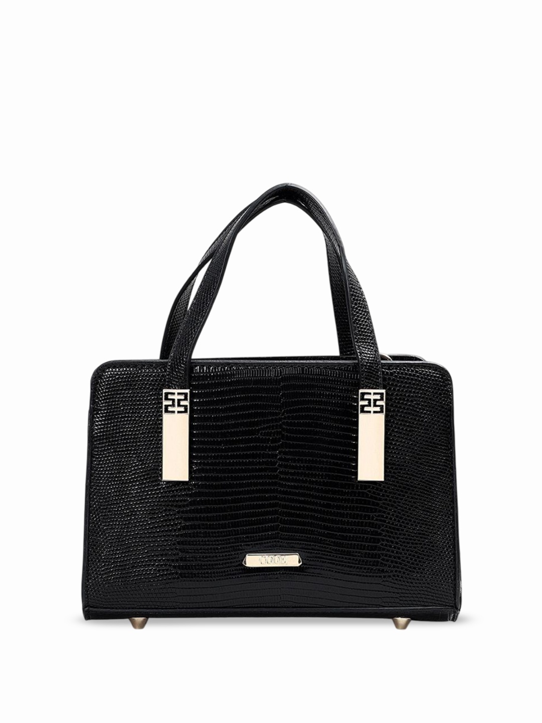 

CODE by Lifestyle Animal PU Oversized Structured Handheld Bag with Cut Work, Black