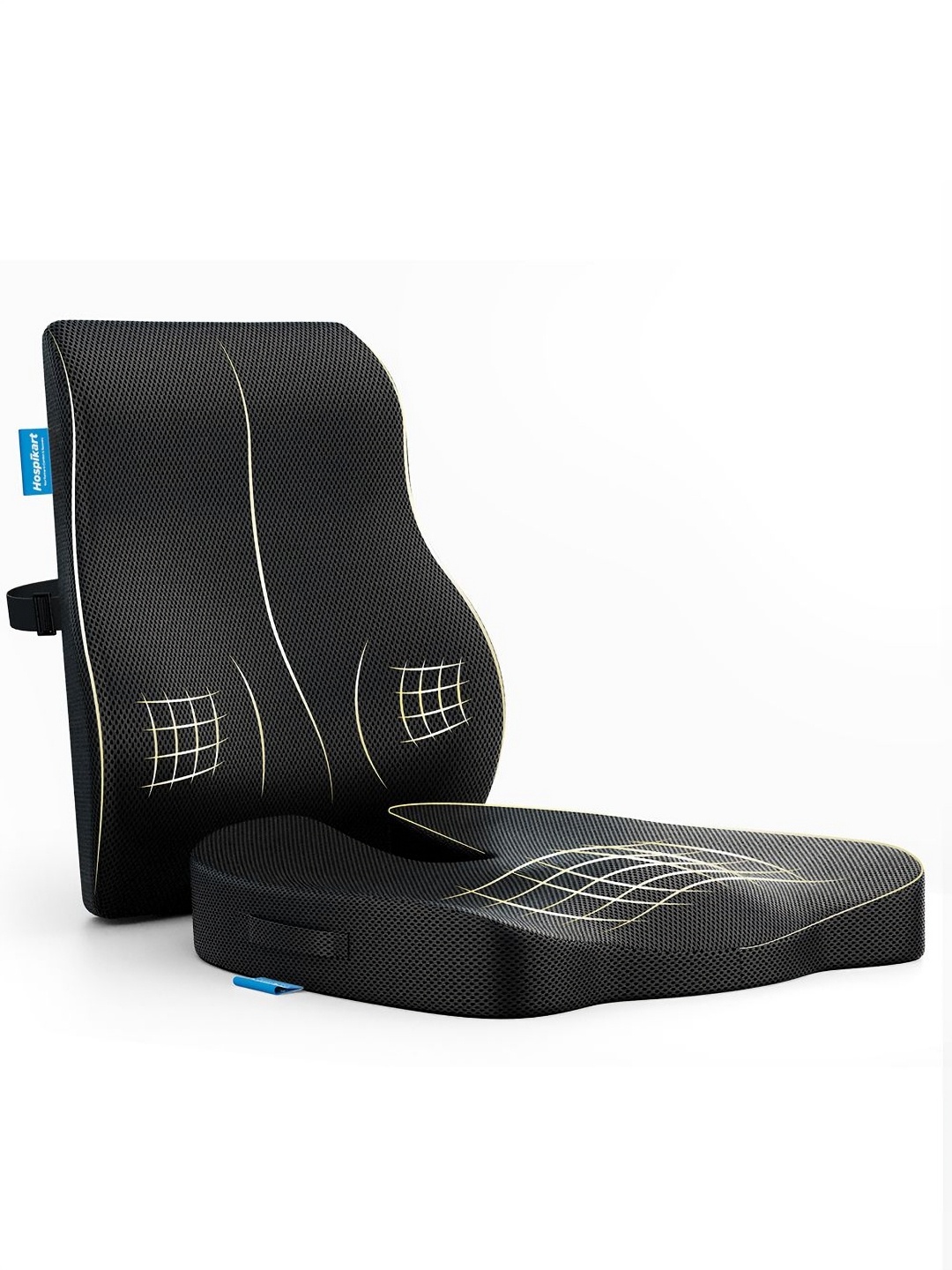 

HOSPIKART Black Memory Foam Backrest Tailbone Cushion