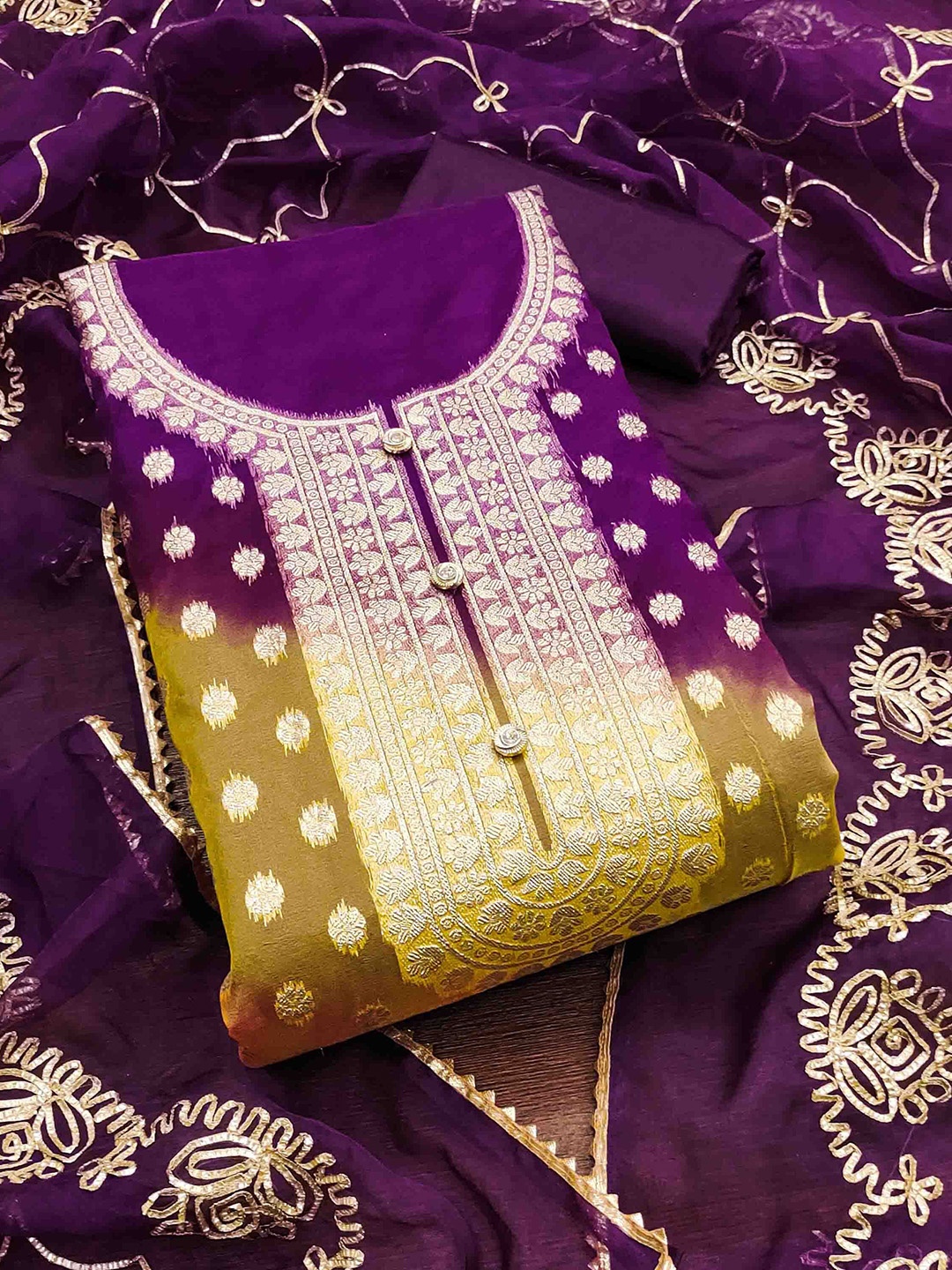 

KIMISHA Organza Unstitched Dress Material, Purple