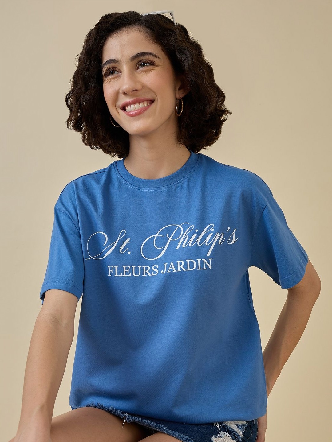 

Mast & Harbour Women Printed Pockets T-shirt, Blue