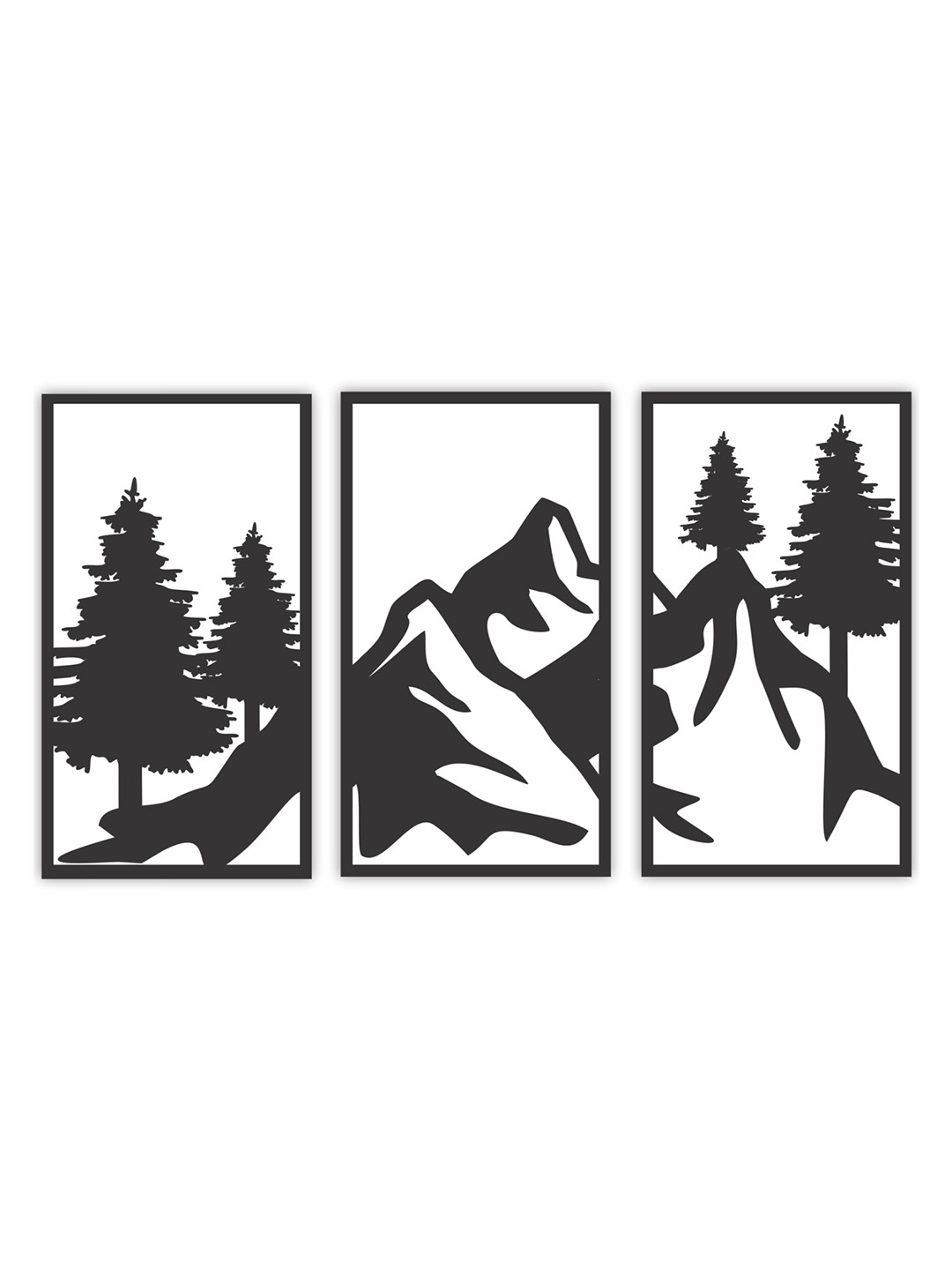 

CVANU 3 Pieces Black and white Wooden Laser Cutting Tree Cutout Wall Art