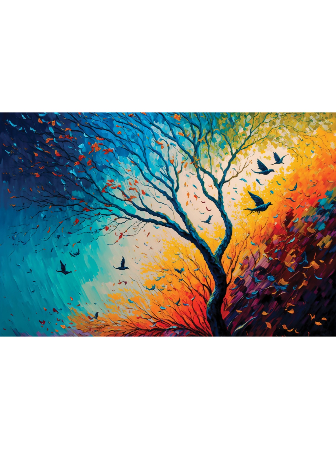 

CVANU Orange & Blue Unframed Canvas Painting Wall Art