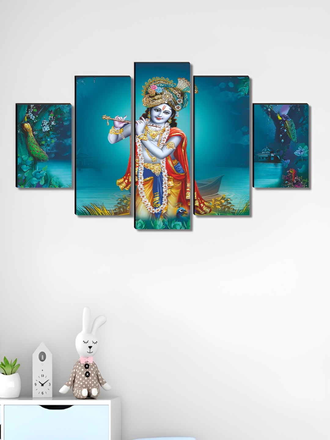 

Aura Blue & Red 5 Piece Canvas Religious Wall Paintings