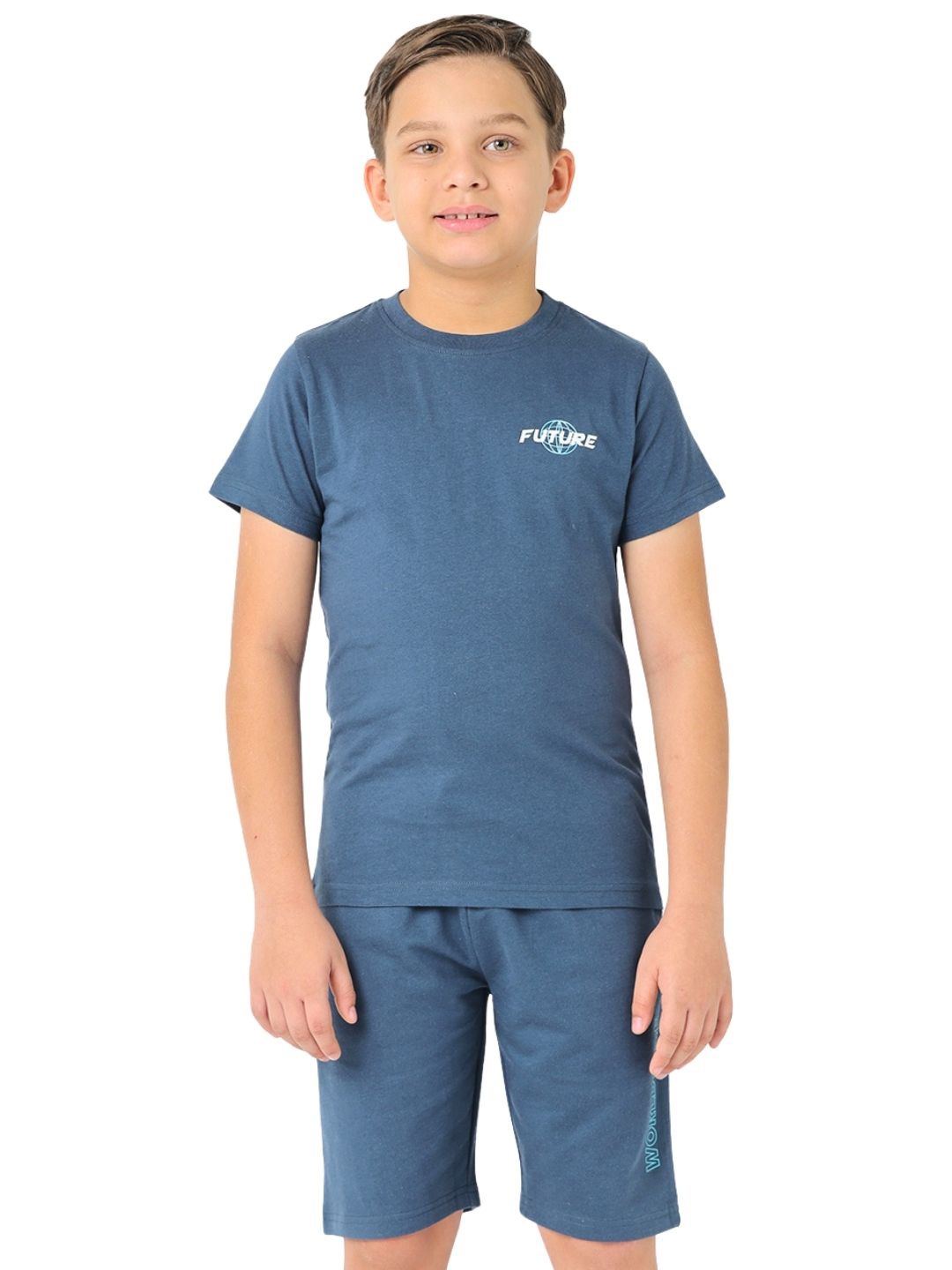 

Nuego Kids Boys Solid Pure Cotton T-Shirt with Shorts Clothing Set, Navy blue