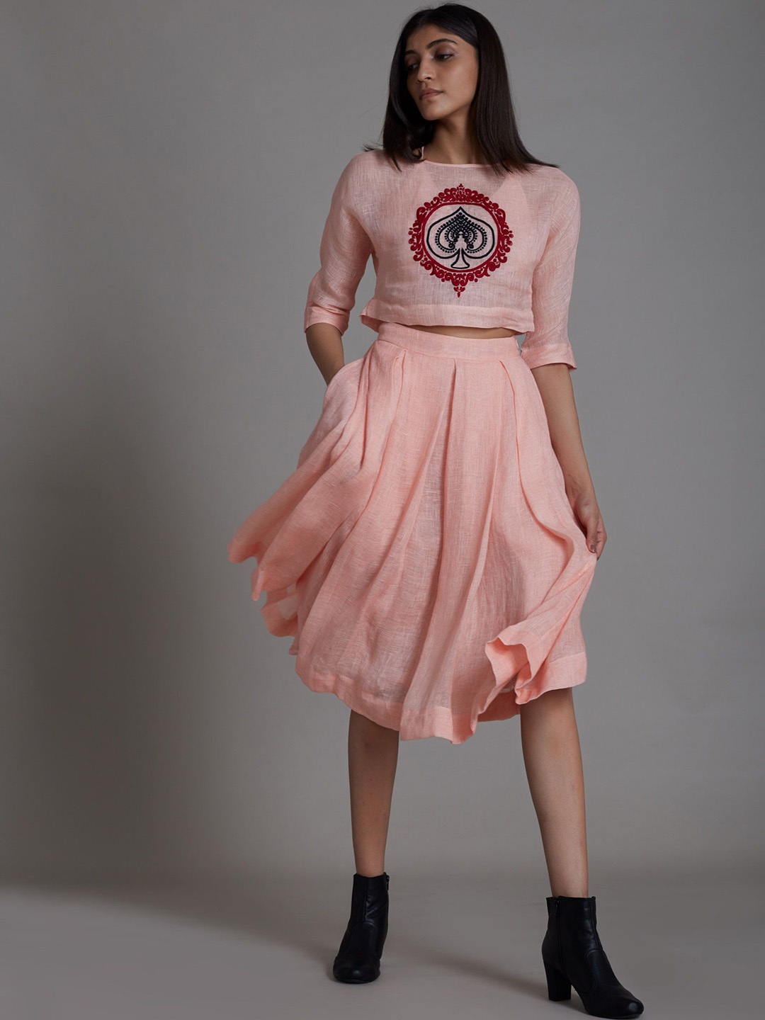 

MATI A-Line Midi Skirt, Pink
