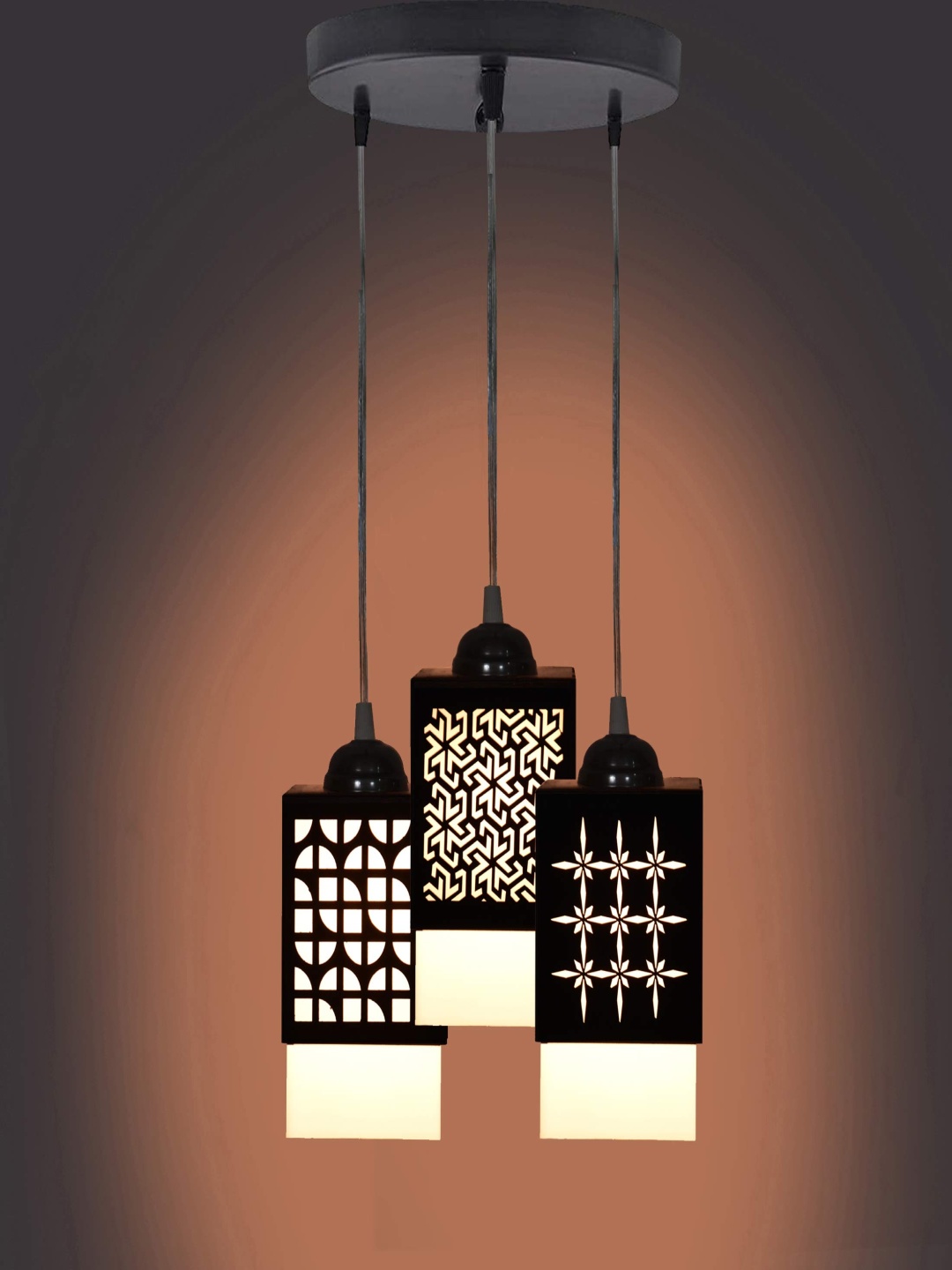 

Gojeeva Black & White Textured Wooden Square Shaped Wall Lamp