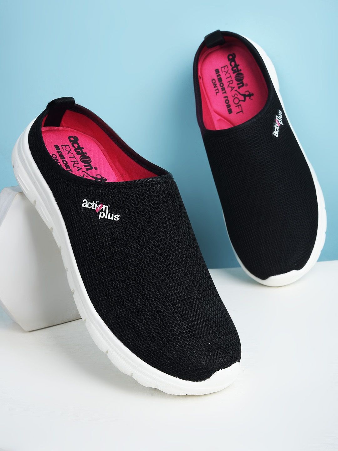 

Action Plus Women Round Toe Mule Sneakers, Black