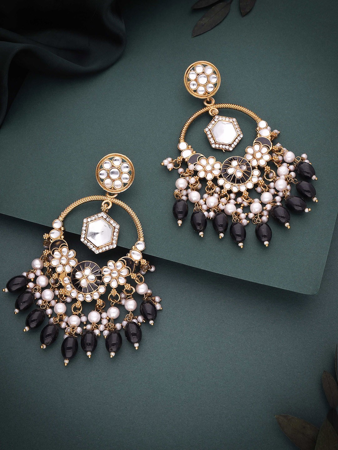 

Anouk Gold Plated Artificial Beads Contemporary Jhumkas