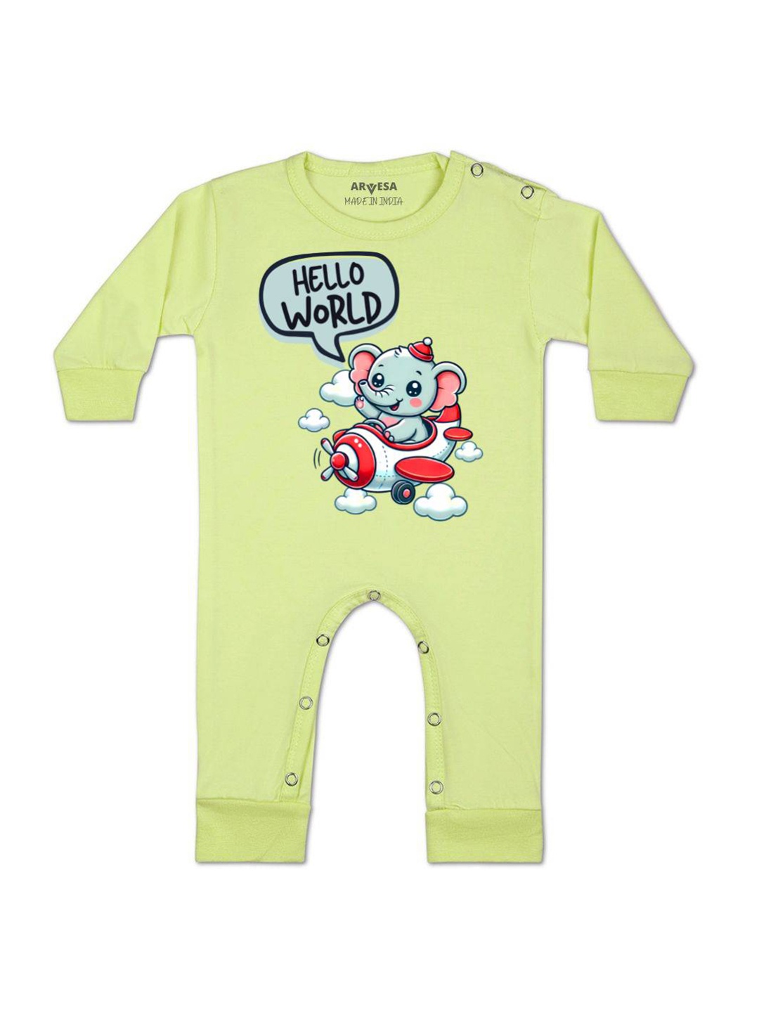 

Arvesa One Month Baby Boy Printed Baby Romper, Yellow