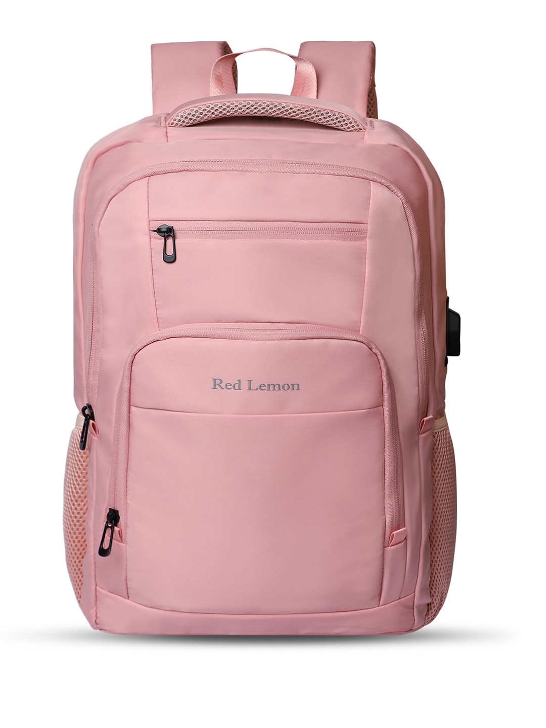 

Red Lemon Swiss Cut Design Laptop Backpack With Rain Cover, Pink