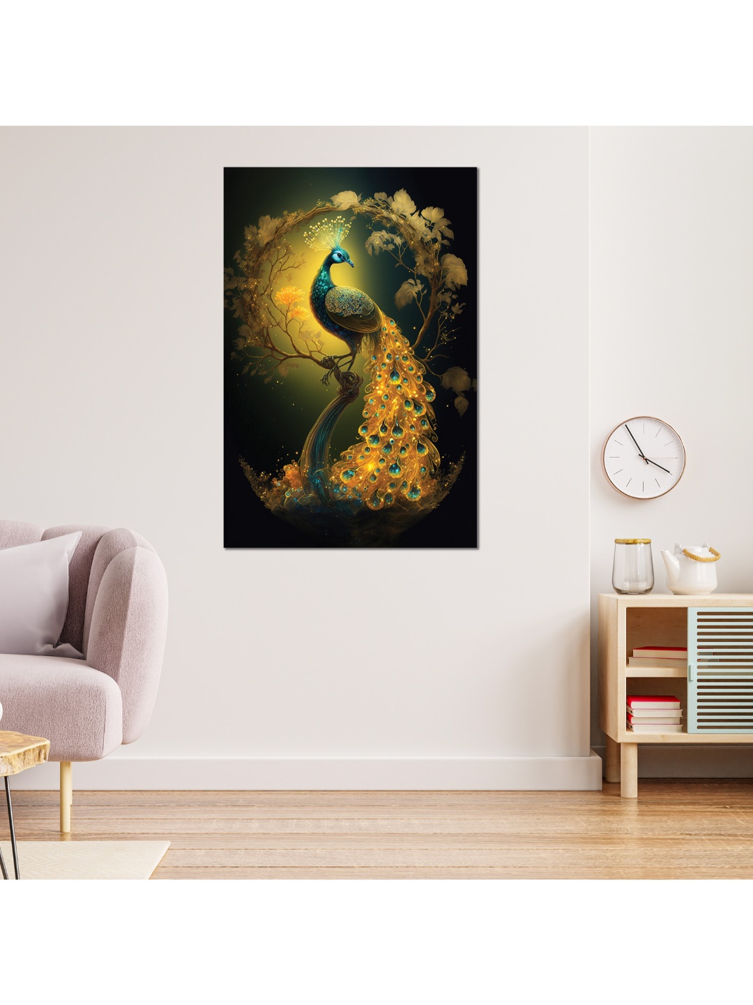 

CVANU Gold Toned & Blue Canvas Painting Wall Art