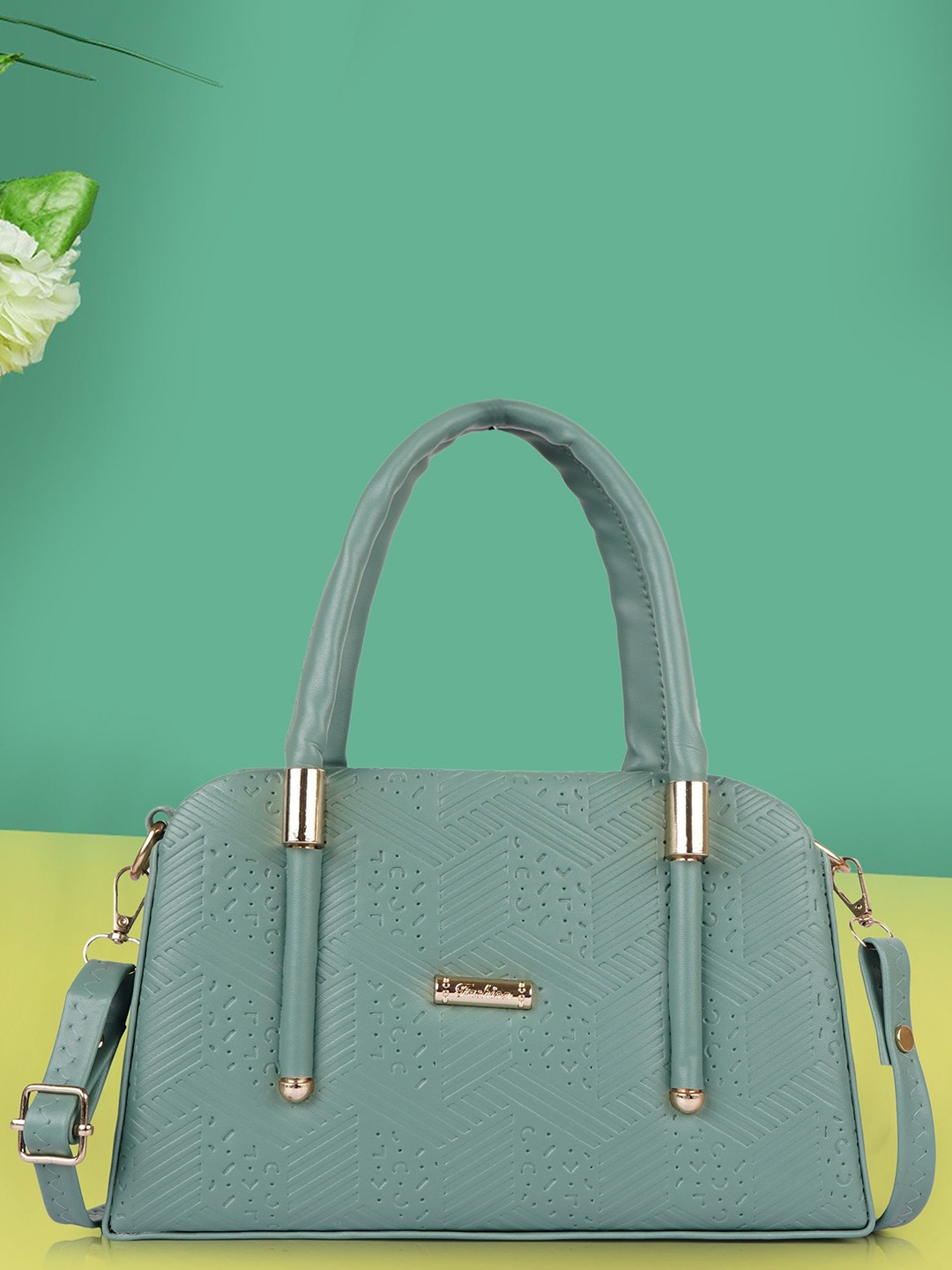 

SPOTIC Structured Sling Bag with Tasselled, Sea green