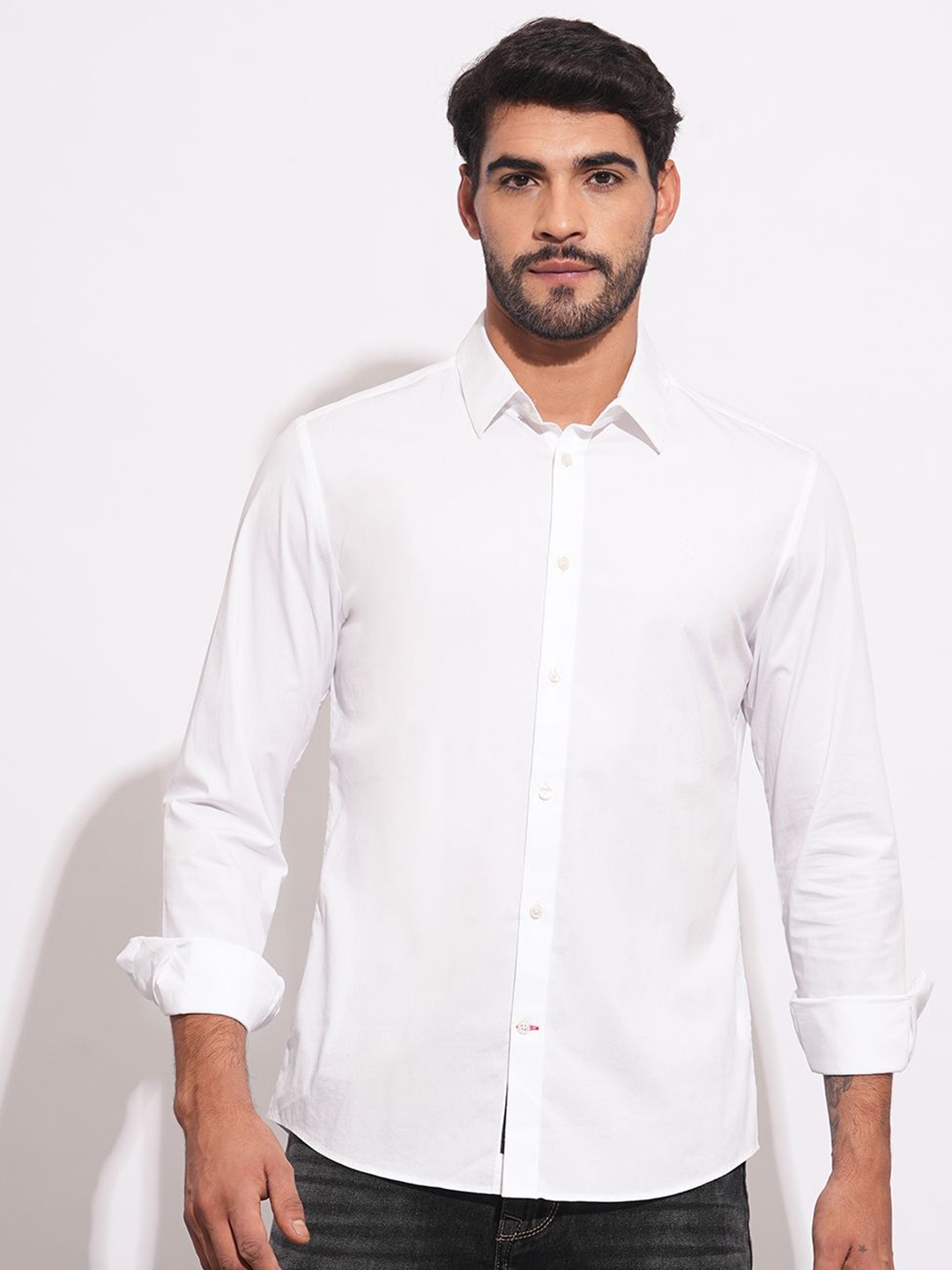

Being Human Men Classic Slim Fit Opaque Casual Shirt, White