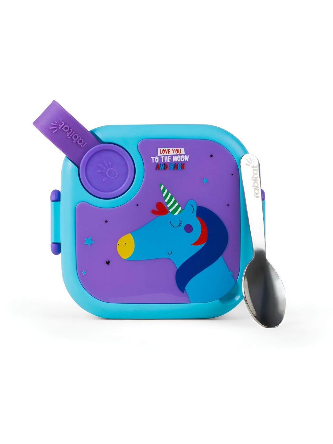 

Rabitat Lunchmate Mini Purple & Blue Printed Stainless Steel Easy to Clean Lunch Box 500ml