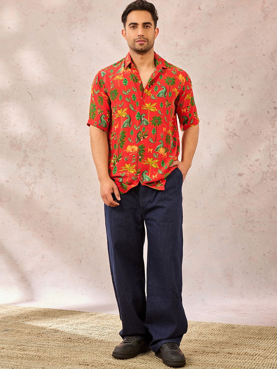 

Masaba Men Relaxed Floral Opaque Printed Casual Shirt, Red