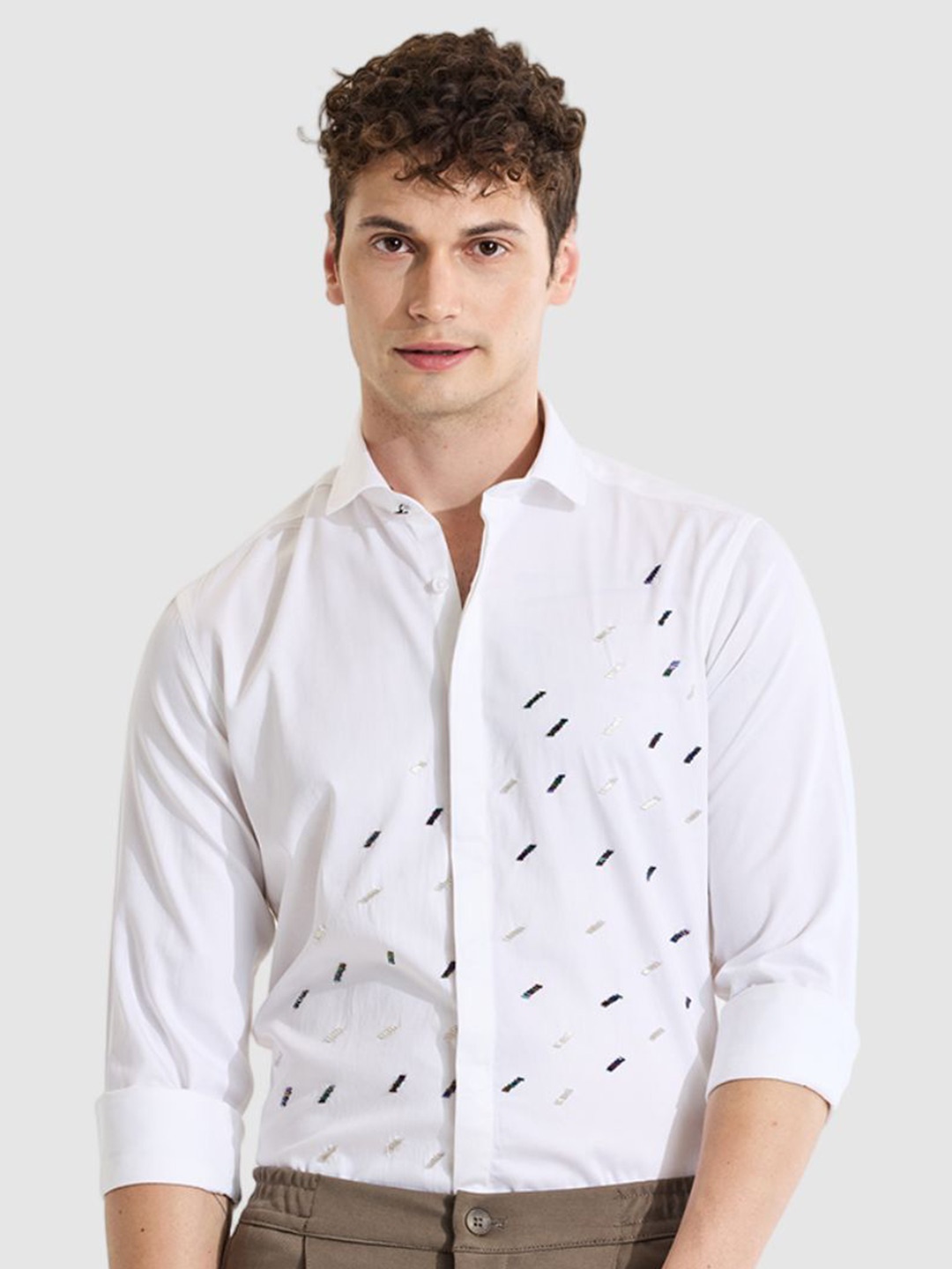 

Snitch Men Smart Slim Fit Opaque Casual Shirt, White