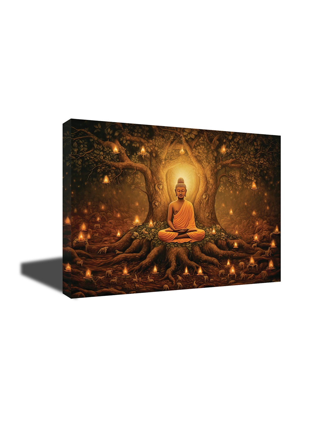 

CVANU Brown & Gold Toned Religious Canvas Paintings Wall Art