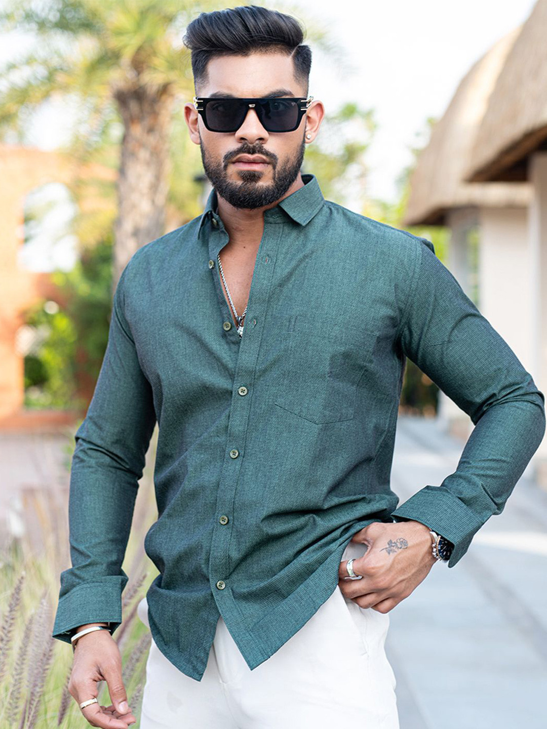 

Tistabene Men Opaque Casual Shirt, Green