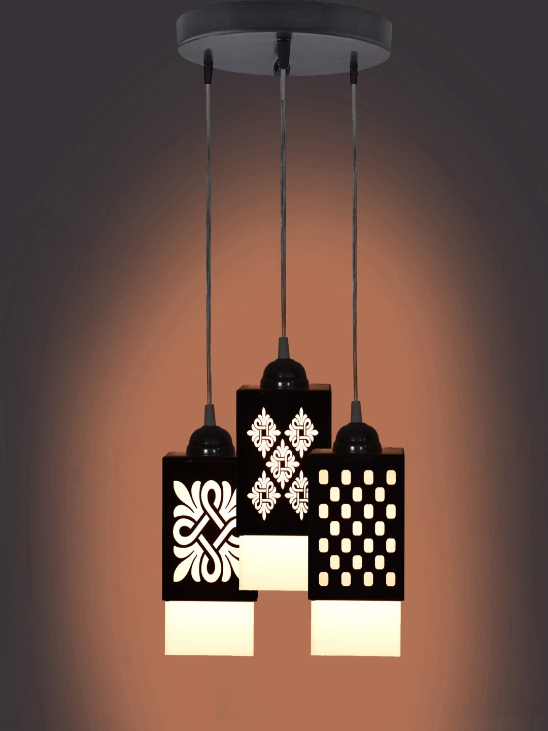 

Gojeeva Black & White Textured Square Shaped Wooden Ceiling Wall Lamps
