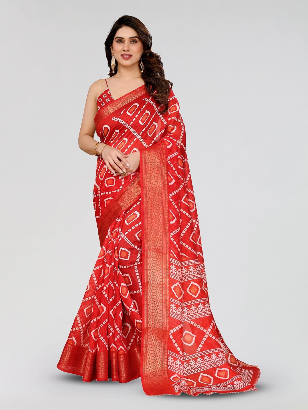 

Moda Rapido Zari Saree, Red