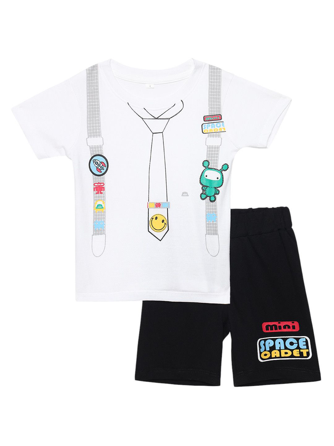 

YK Boys Printed Pure Cotton T-shirt With Shorts, White