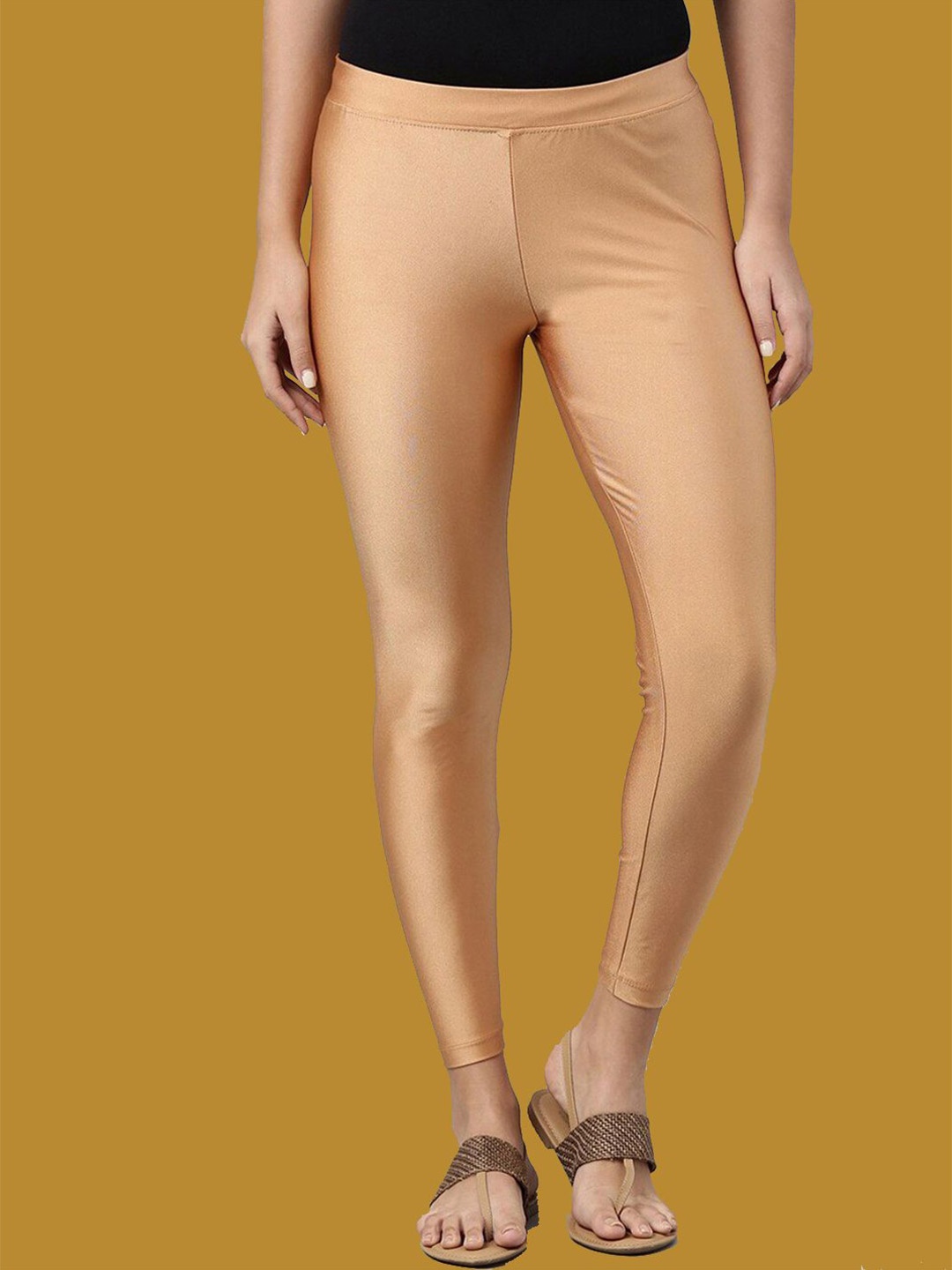 

TWIN BIRDS Women Nylon Solid Bronze Shimmer Legging