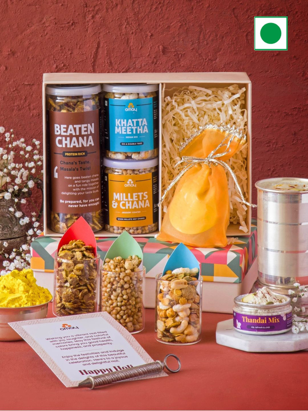 

Omay Foods Set of 6 Holi Celebration Gift Set, Brown