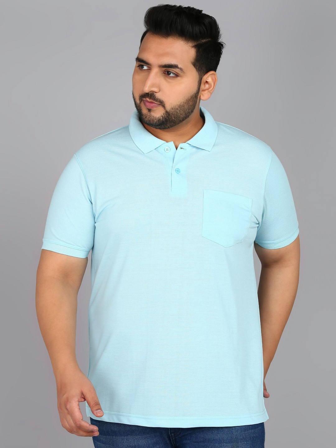 

XFOX Men Polo Collar T-shirt, Turquoise blue