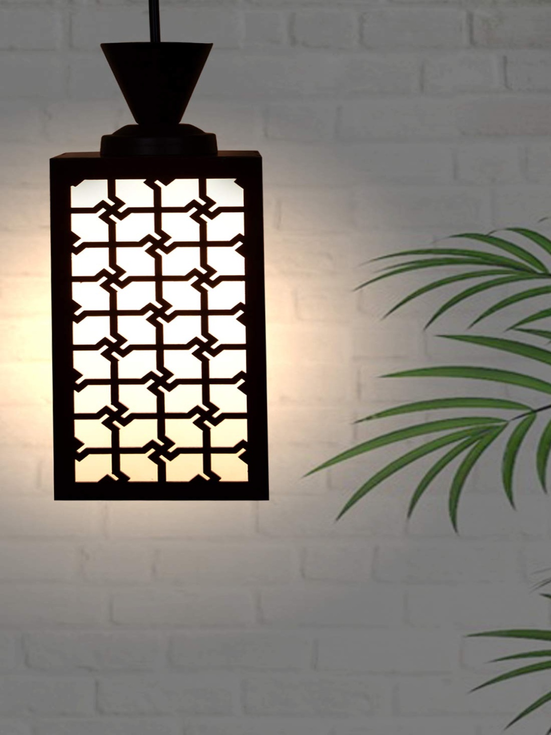 

Gojeeva Black & White Textured Rectangle Shaped Contemporary Wooden Hanging Wall Lamp
