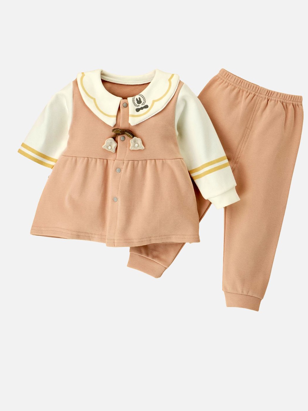 

Little Surprise Box LLP Girls Long Frock Style Top & Pants, Peach