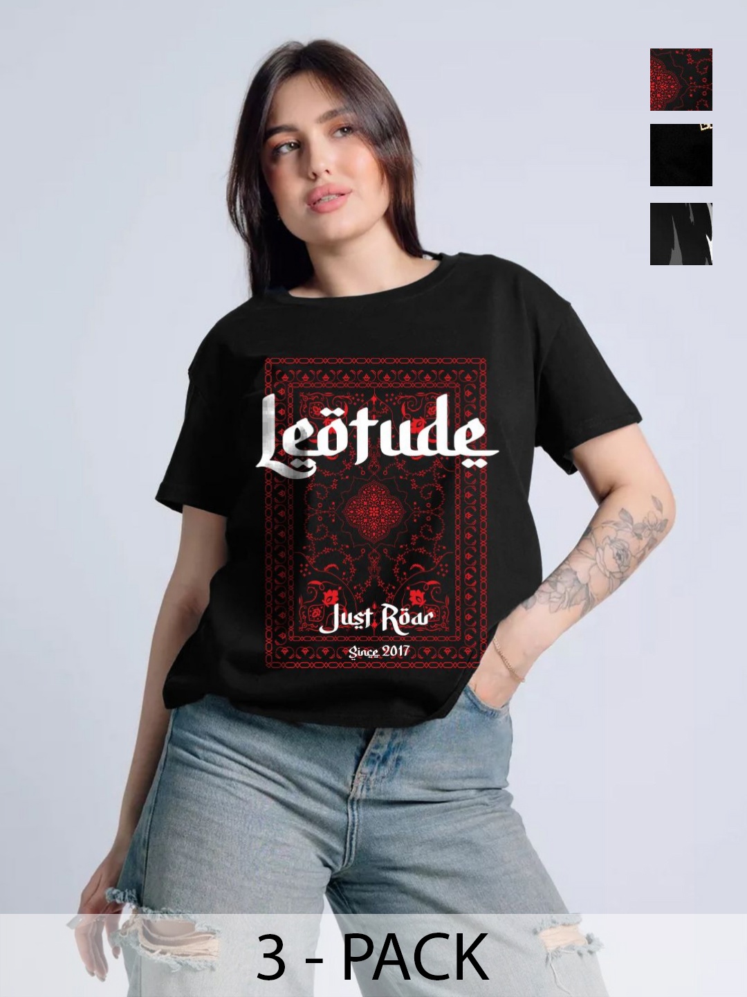

Leotude Women 3 Printed T-shirt, Multi