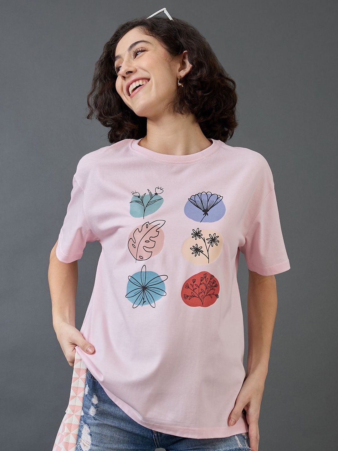 

Mast & Harbour Women Printed Pockets T-shirt, Pink