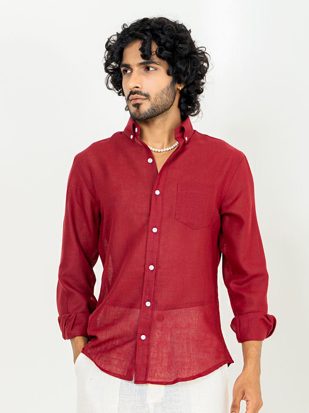 

Tistabene Men Opaque Casual Shirt, Maroon