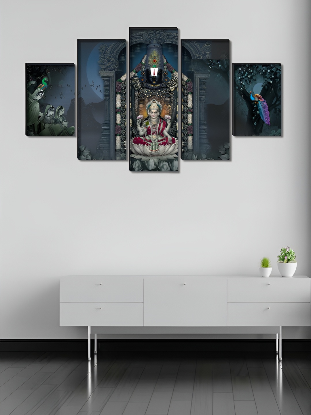 

Aura Teal & Pink 5 Piece Wood Religious Wall Paintings