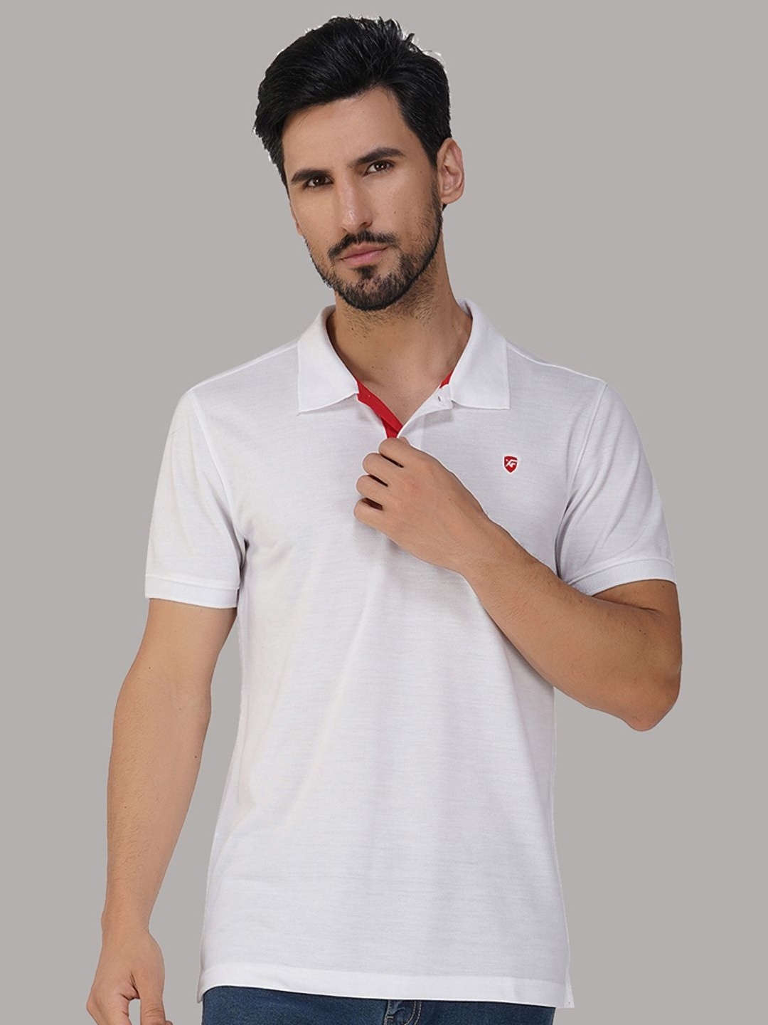 

XFOX Men Polo Collar T-shirt, White