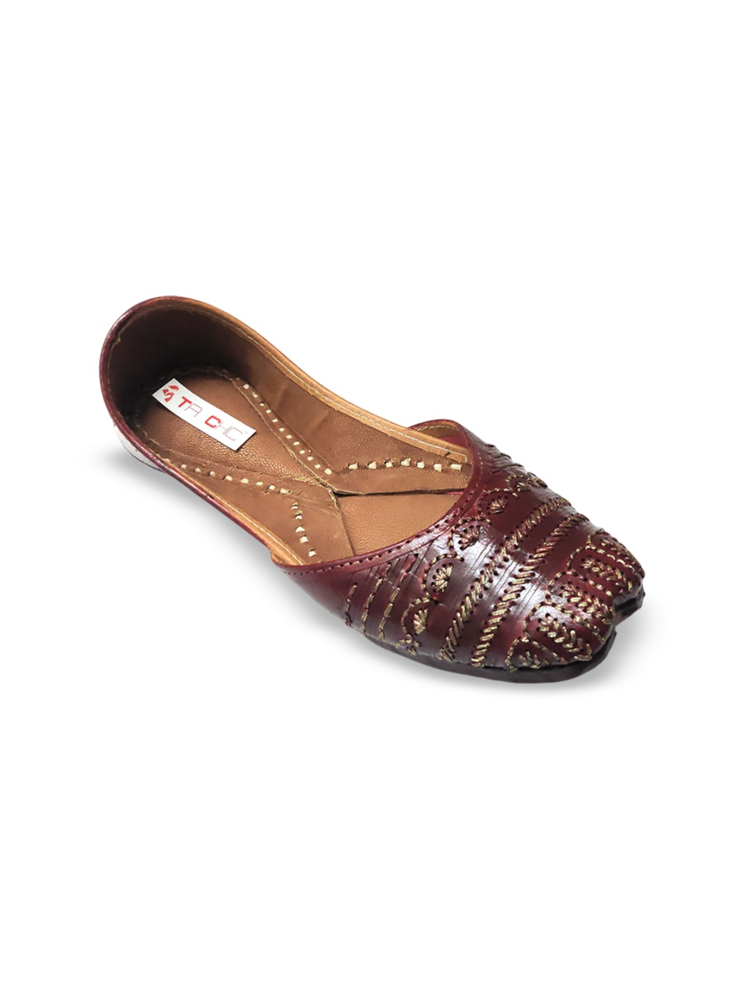 

Ta Chic Women Embellished Ethnic Mojaris with Embroidered Flats, Maroon