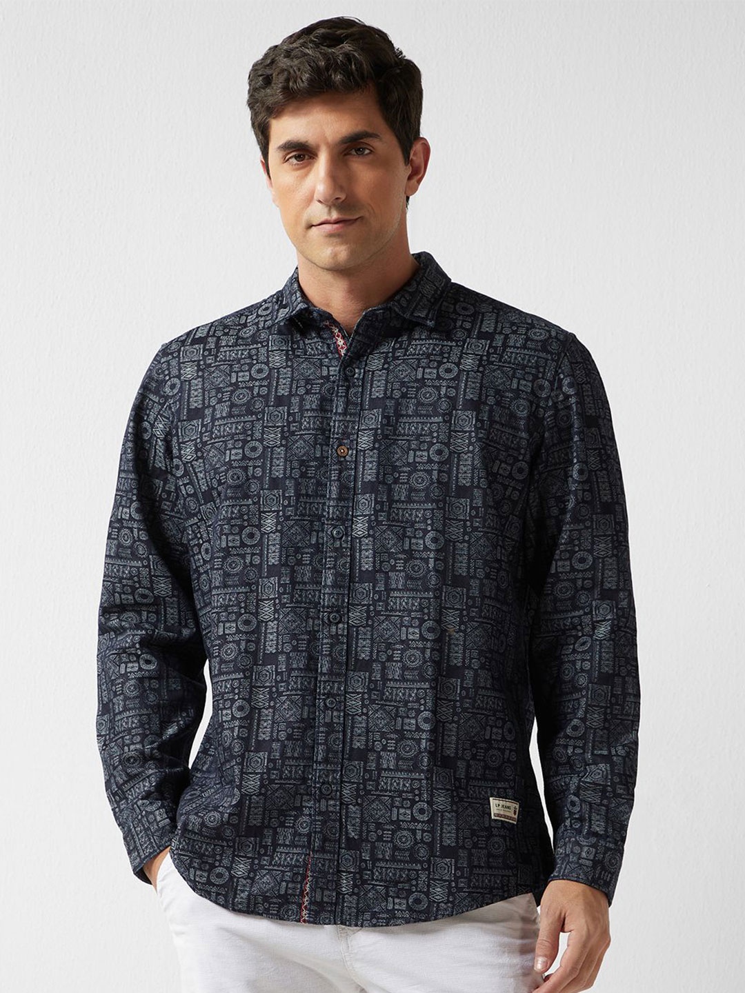 

Louis Philippe Jeans Men Slim Fit Opaque Printed Casual Shirt, Black