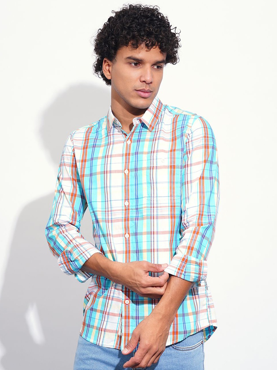 

Being Human Men Classic Opaque Checked Casual Shirt, Blue