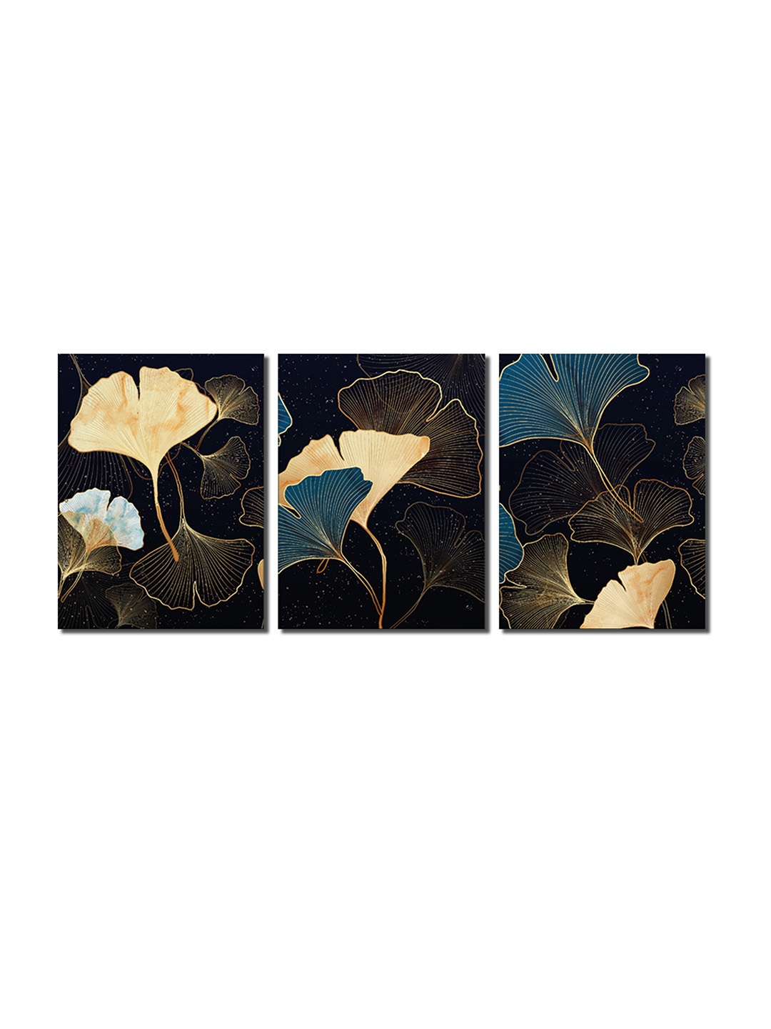 

CVANU Black & Cream 3 Pieces Floral and Botanical Wooden Wall Paintings