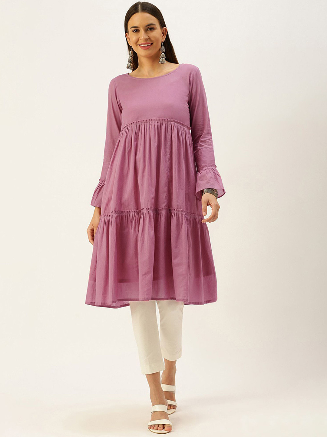 

HRITIKA Self Design Pure Cotton Anarkali Kurta, Pink