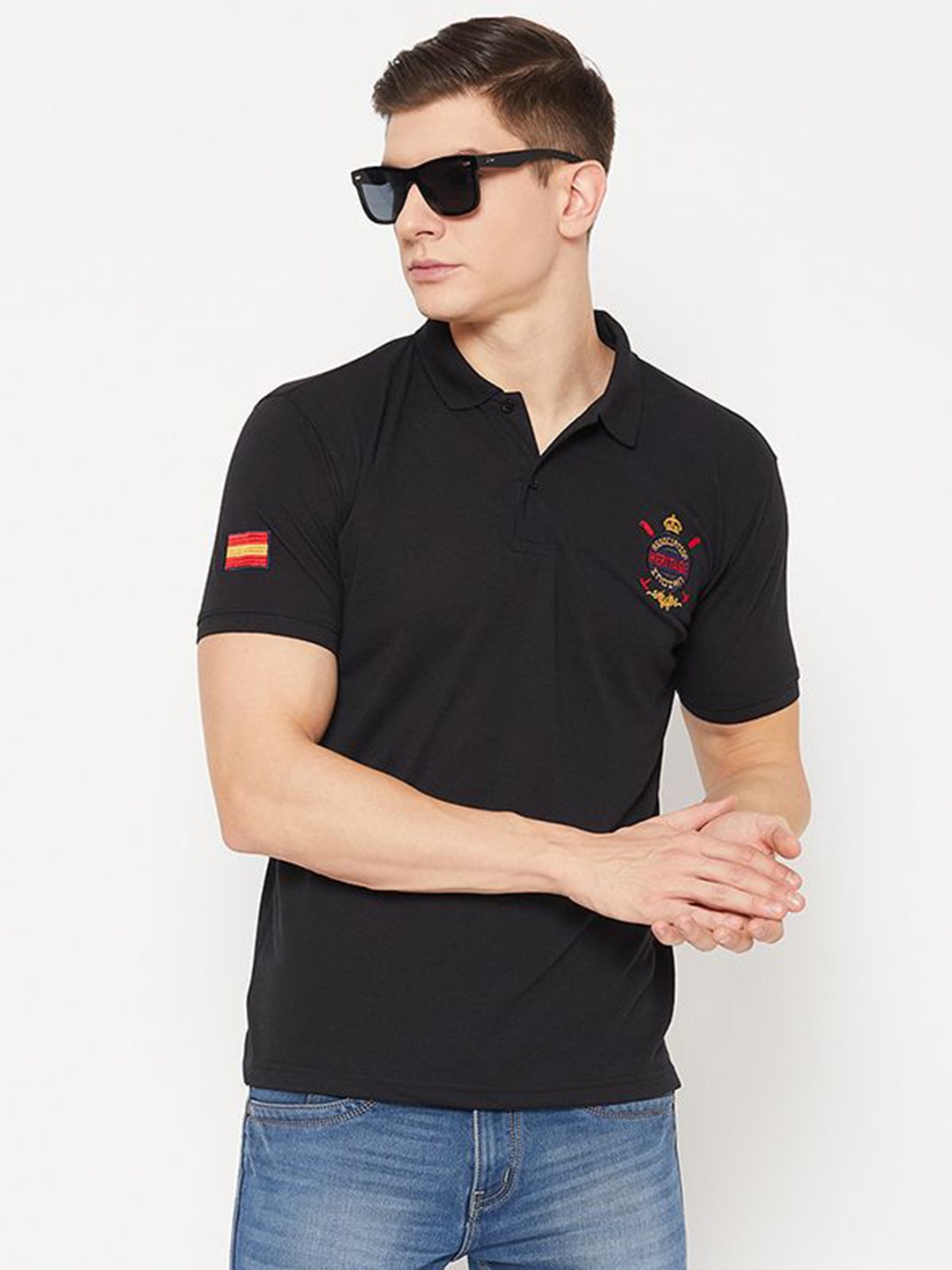 

UBX Men Polo Collar T-shirt, Black