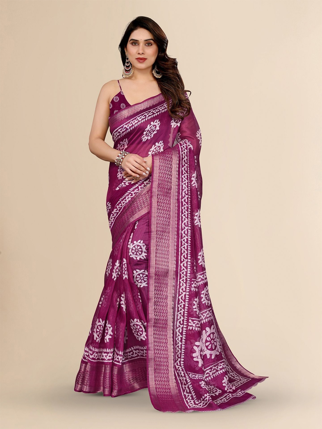 

Moda Rapido Ethnic Motifs Zari Saree, Purple