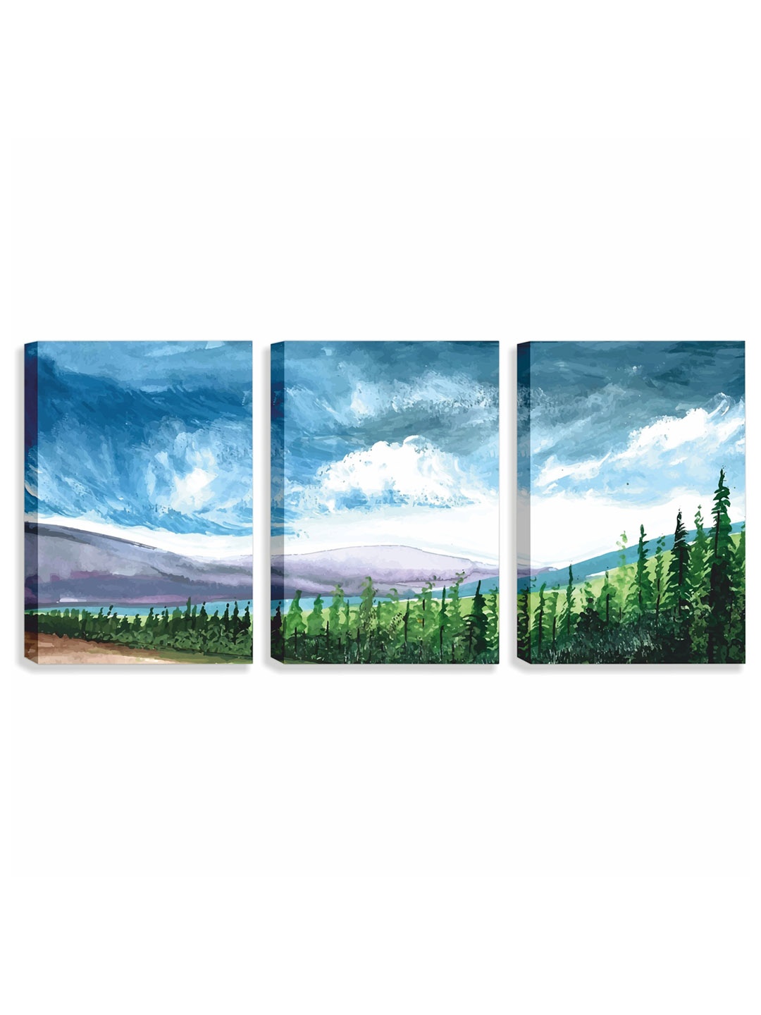

CVANU 3 Pieces Blue & White Canvas Painting Wall Art